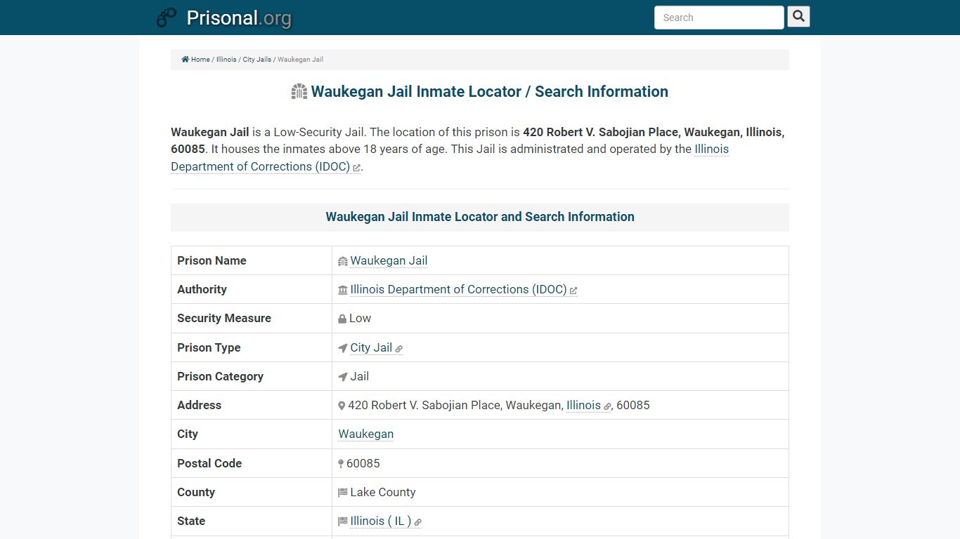 Waukegan Jail-Inmate Locator/Search Info, Phone, Fax ...